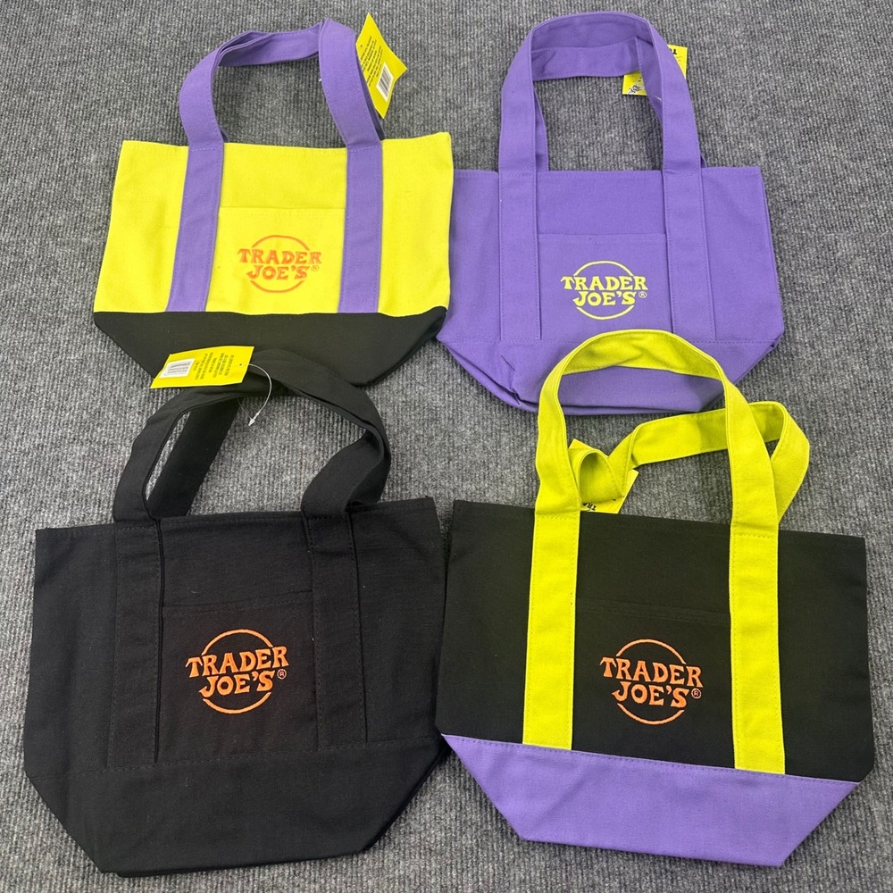 Trader Joe's Mini Canvas Tote Bag set of 4 Halloween Limited Edition NWT